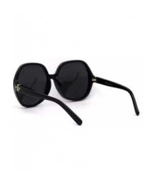 Womens Minimal Oversize Round Butterfly Designer Sunglasses - All Black - CV1956SGECI $10.03 Butterfly