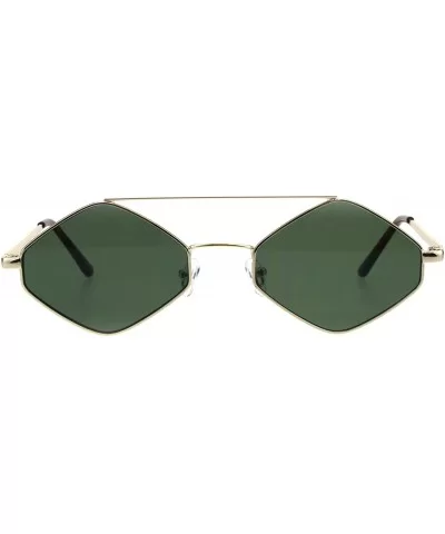 Mens Pimp Diamond Shape Trendy Retro Vintage Hippie Metal Rim Sunglasses - Gold Green - CM18GL8EIYD $9.69 Rectangular