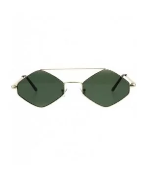 Mens Pimp Diamond Shape Trendy Retro Vintage Hippie Metal Rim Sunglasses - Gold Green - CM18GL8EIYD $9.69 Rectangular