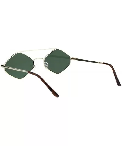 Mens Pimp Diamond Shape Trendy Retro Vintage Hippie Metal Rim Sunglasses - Gold Green - CM18GL8EIYD $9.69 Rectangular