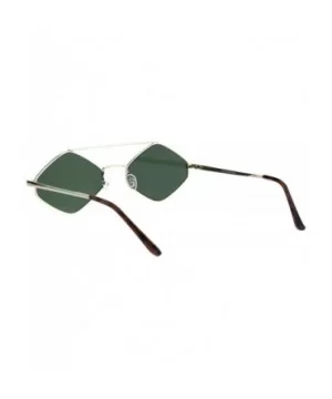 Mens Pimp Diamond Shape Trendy Retro Vintage Hippie Metal Rim Sunglasses - Gold Green - CM18GL8EIYD $9.69 Rectangular