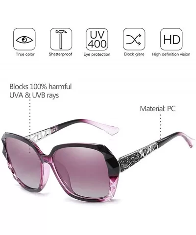 Classic Oversized Polarised Sunglasses for Womens Fashion Retro Glasses - Purple - CT18RQDX3HQ $8.15 Goggle