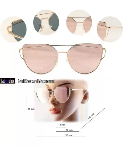 Single or 2 Pack Pink Mirrored Flat Lens Sunglasses Women (2 Pack/Cross Bar Cat - Eye & Pilot - 52-63) - CM18687H4XT $12.52 C...