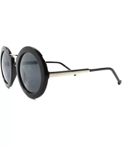 Stylish Vintage Thick Frame Womens Designer Oversized Round Sunglasses - Black - CD1892H9SG5 $8.65 Oversized