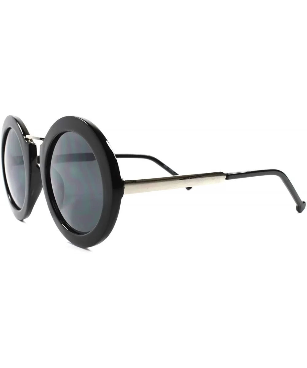 Stylish Vintage Thick Frame Womens Designer Oversized Round Sunglasses - Black - CD1892H9SG5 $8.65 Oversized