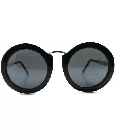 Stylish Vintage Thick Frame Womens Designer Oversized Round Sunglasses - Black - CD1892H9SG5 $8.65 Oversized