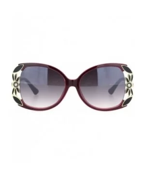 Womens Rhinestone Flower Jewel Designer Butterfly Sunglasses - Burgundy Smoke - CJ18NWST4HC $9.39 Butterfly