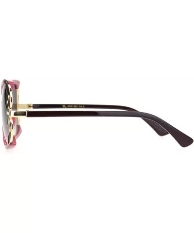 Womens Rhinestone Flower Jewel Designer Butterfly Sunglasses - Burgundy Smoke - CJ18NWST4HC $9.39 Butterfly