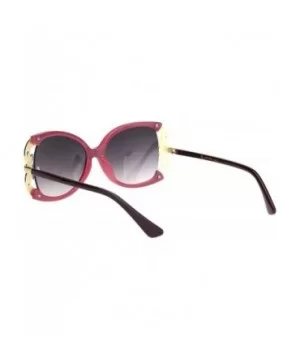 Womens Rhinestone Flower Jewel Designer Butterfly Sunglasses - Burgundy Smoke - CJ18NWST4HC $9.39 Butterfly