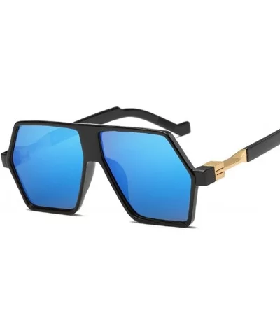 New Unisex Oversized Square Sunglasses Mirror Lenses Flat Top Sunglasses - E - C81834E7Q6Q $5.37 Square