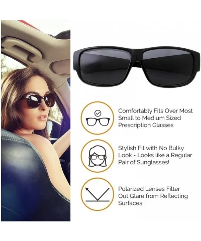 Women Polarized Fit Over Sunglasses - Less Bulky - Ladies Size - Slim Black - C918GL6YYKK $10.74 Wrap