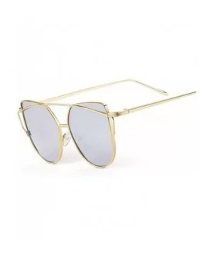 Cat Eye Brand Sunglasses Women Designer Mirror Flat Rose Gold Vintage Metal Reflective Female - C8 - CF198A46TU8 $35.75 Rimless