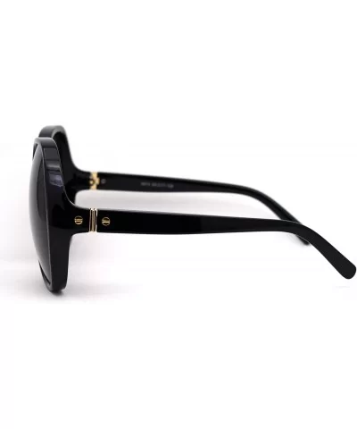 Womens Minimal Oversize Round Butterfly Designer Sunglasses - All Black - CV1956SGECI $10.03 Butterfly