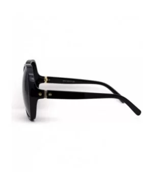 Womens Minimal Oversize Round Butterfly Designer Sunglasses - All Black - CV1956SGECI $10.03 Butterfly