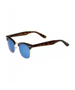 Half Frame Semi Rimless Sunglasses for Men Women with Colored Mirror Lens 50mm - Tortoise-gold / Blue Mirror - CQ12KRZCTRL $6...