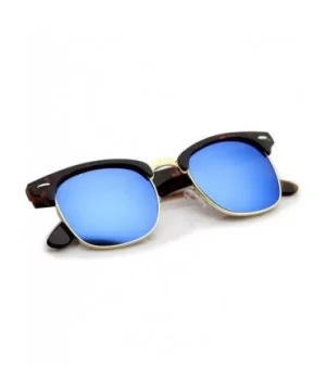 Half Frame Semi Rimless Sunglasses for Men Women with Colored Mirror Lens 50mm - Tortoise-gold / Blue Mirror - CQ12KRZCTRL $6...