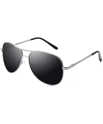 Retro Men Sunglasses Lightweight Polarized Sunglasses UV400 Protection Outdoor Sports Driving - Silver Frame - CV199RXGW3Z $1...