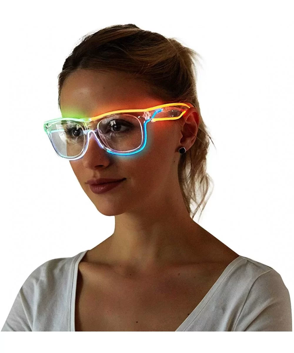 Light Up El Wire Glasses Glow Sunglasses Flashing LED Glasses Glow in Dark for Ravers DJ Dancers - CW189OSRL8E $8.58 Rectangular