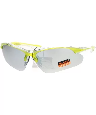 Xloop Sunglasses Mens Sports Eyewear Half Rim Lite Wrap Around UV 400 - Yellow Clear (Silver Mirror) - C1184DEH8C7 $6.77 Wrap