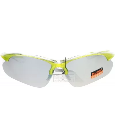 Xloop Sunglasses Mens Sports Eyewear Half Rim Lite Wrap Around UV 400 - Yellow Clear (Silver Mirror) - C1184DEH8C7 $6.77 Wrap