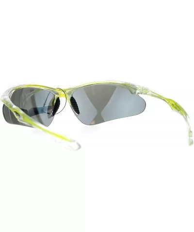 Xloop Sunglasses Mens Sports Eyewear Half Rim Lite Wrap Around UV 400 - Yellow Clear (Silver Mirror) - C1184DEH8C7 $6.77 Wrap