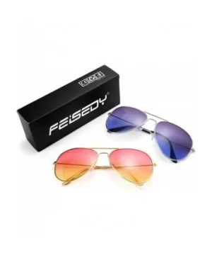 Retro Sunglasses Gradient Lens Men Women Pilot Sunglasses B1100 - 1 Pink-yellow+14 Grey-blue - CV1888G9EC8 $11.50 Aviator