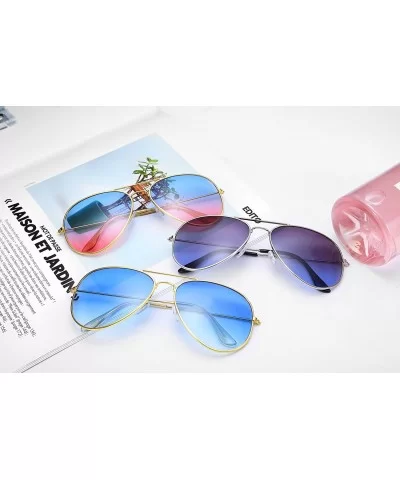 Retro Sunglasses Gradient Lens Men Women Pilot Sunglasses B1100 - 1 Pink-yellow+14 Grey-blue - CV1888G9EC8 $11.50 Aviator