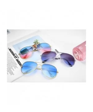 Retro Sunglasses Gradient Lens Men Women Pilot Sunglasses B1100 - 1 Pink-yellow+14 Grey-blue - CV1888G9EC8 $11.50 Aviator