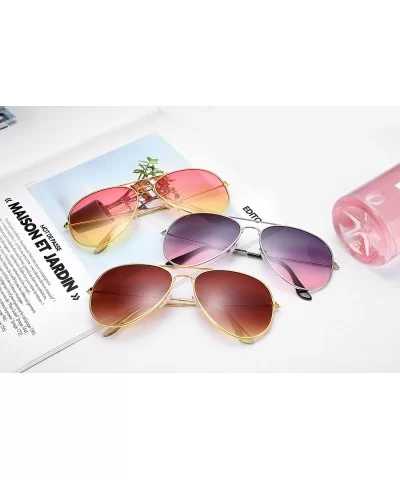 Retro Sunglasses Gradient Lens Men Women Pilot Sunglasses B1100 - 1 Pink-yellow+14 Grey-blue - CV1888G9EC8 $11.50 Aviator