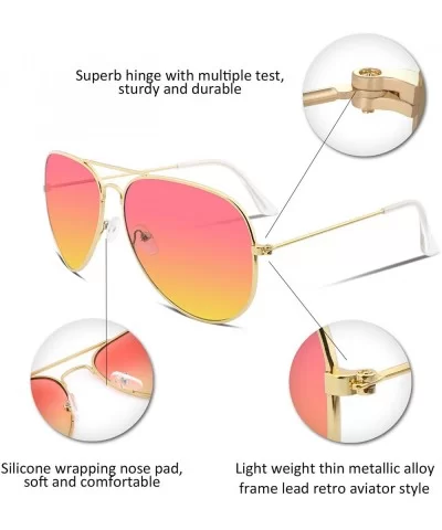 Retro Sunglasses Gradient Lens Men Women Pilot Sunglasses B1100 - 1 Pink-yellow+14 Grey-blue - CV1888G9EC8 $11.50 Aviator