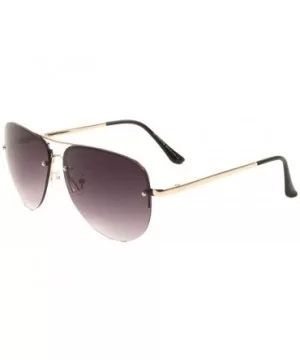 Color Mirror Rimless Curved Lens Dot Stud Modern Round Aviator Sunglasses - Smoke - CI190ETG3O5 $8.08 Aviator