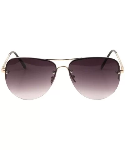 Color Mirror Rimless Curved Lens Dot Stud Modern Round Aviator Sunglasses - Smoke - CI190ETG3O5 $8.08 Aviator