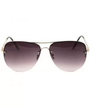 Color Mirror Rimless Curved Lens Dot Stud Modern Round Aviator Sunglasses - Smoke - CI190ETG3O5 $8.08 Aviator