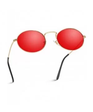 Small Oval Metal Frame Tinted Lens Sunglasses - Gold Frame / Tinted Red Lens - CC18E95W268 $9.40 Square