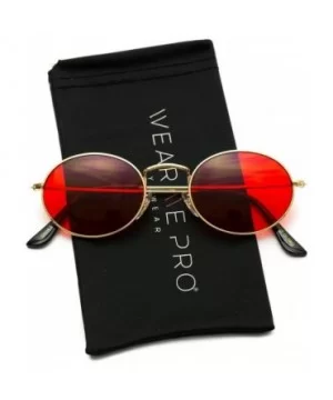 Small Oval Metal Frame Tinted Lens Sunglasses - Gold Frame / Tinted Red Lens - CC18E95W268 $9.40 Square