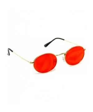 Small Oval Metal Frame Tinted Lens Sunglasses - Gold Frame / Tinted Red Lens - CC18E95W268 $9.40 Square