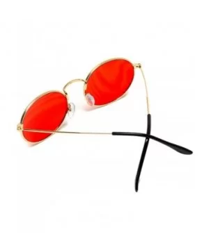 Small Oval Metal Frame Tinted Lens Sunglasses - Gold Frame / Tinted Red Lens - CC18E95W268 $9.40 Square