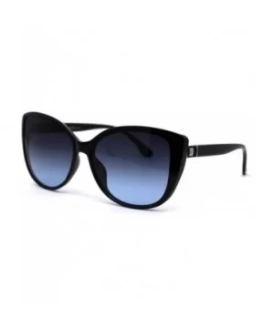 Womens Oversize Cat Eye Jewel Hinge Plastic Sunglasses - Black Silver Blue - CY197MC8O4H $6.28 Oversized