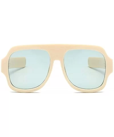 Premium Super Oversized Sunglasses Women Men Flat Top Square Frame Shades - Green - CQ18L2UWADH $9.45 Square