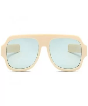 Premium Super Oversized Sunglasses Women Men Flat Top Square Frame Shades - Green - CQ18L2UWADH $9.45 Square