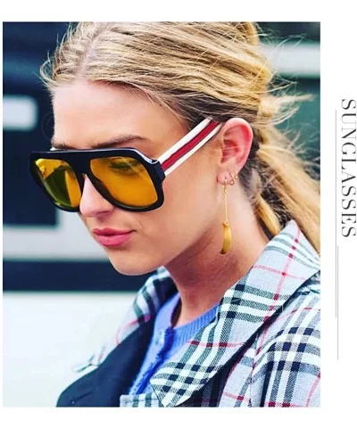 Premium Super Oversized Sunglasses Women Men Flat Top Square Frame Shades - Green - CQ18L2UWADH $9.45 Square