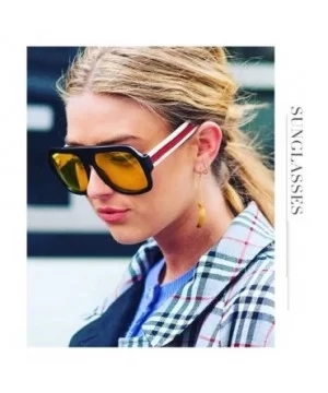 Premium Super Oversized Sunglasses Women Men Flat Top Square Frame Shades - Green - CQ18L2UWADH $9.45 Square