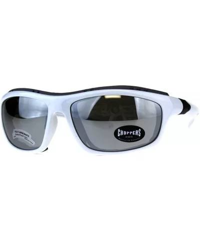 Mens Biker Sunglasses Foam Padded Wind Blocker UV 400 - White (Silver Mirror) - C518E6KR2EO $6.47 Goggle