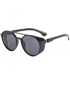 Vintage Men Women Flat Top Fashion Side Shield Frame Sunglasses Shades UV Protection - Black - CA18U09N44A $7.36 Square