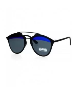 Retro Metal Half Rim Vintage Style Mirrored Lens Sunglasses - Black Blue Black - CK12DST676H $6.52 Wayfarer