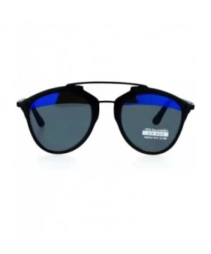 Retro Metal Half Rim Vintage Style Mirrored Lens Sunglasses - Black Blue Black - CK12DST676H $6.52 Wayfarer