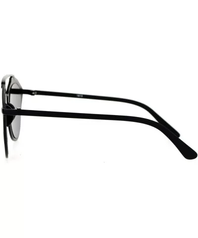 Retro Metal Half Rim Vintage Style Mirrored Lens Sunglasses - Black Blue Black - CK12DST676H $6.52 Wayfarer