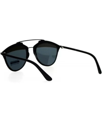 Retro Metal Half Rim Vintage Style Mirrored Lens Sunglasses - Black Blue Black - CK12DST676H $6.52 Wayfarer