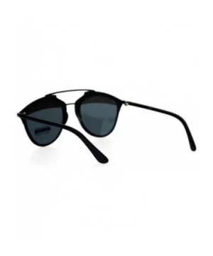 Retro Metal Half Rim Vintage Style Mirrored Lens Sunglasses - Black Blue Black - CK12DST676H $6.52 Wayfarer