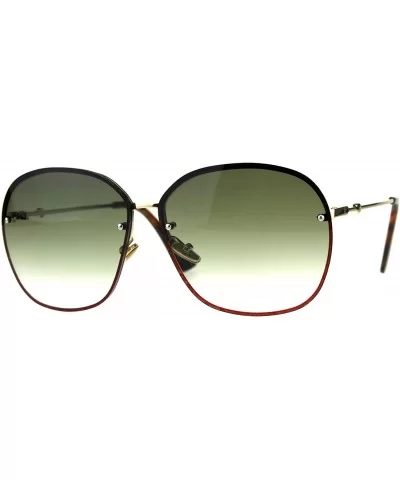 Womens Half Rim Sunglasses Glitter Edge Designer Fashion Shades - Gold (Green) - CW18EIES4ME $9.81 Square